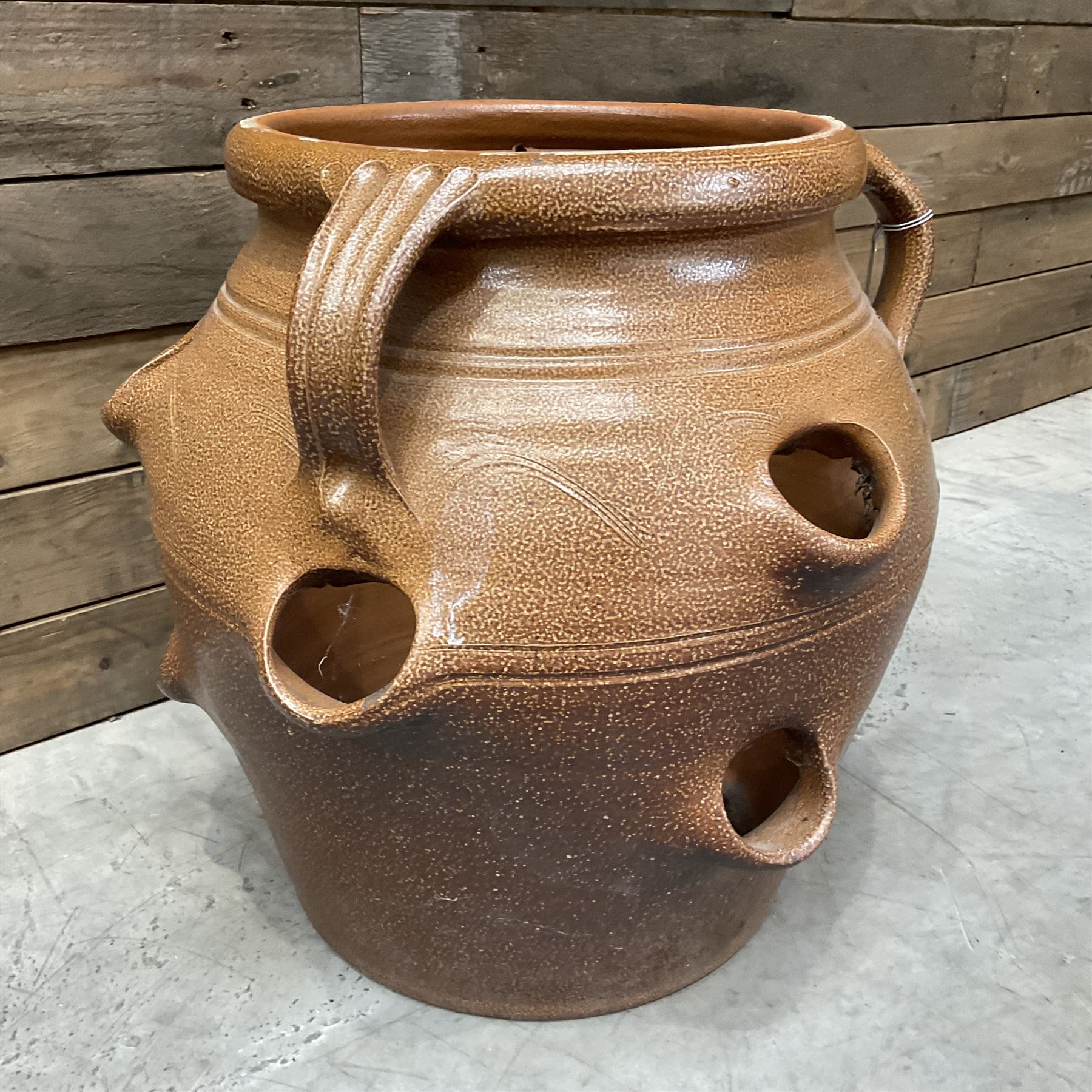 Glazed terracotta strawberry pot