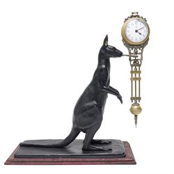  20th century-8-day Marsupial mystery clock with a cast brass patinated model of a standin...