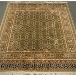  Persian Bokhara design green ground rug/wall hanging, 280cm x 200cm  