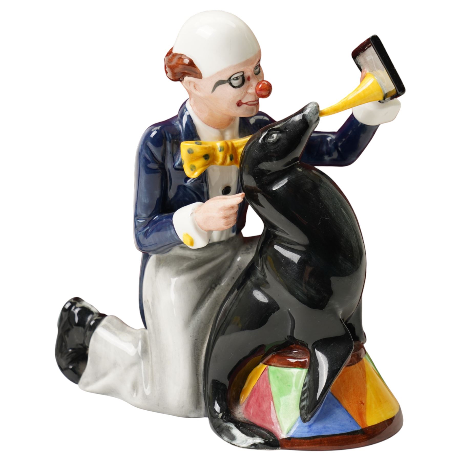 Royal Doulton figure of Sir Winston Churchill HN3057, modelled by Adrian Hughes, H27cm; and another figure 'Partners' HN 3119, boxed (2)