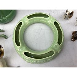 Sylvac blue rabbit no. 1067, green horse no. 1334, jug with squirrel handle no. 1958 (a/f), Royal Doulton dog figure, and other ceramics in one box