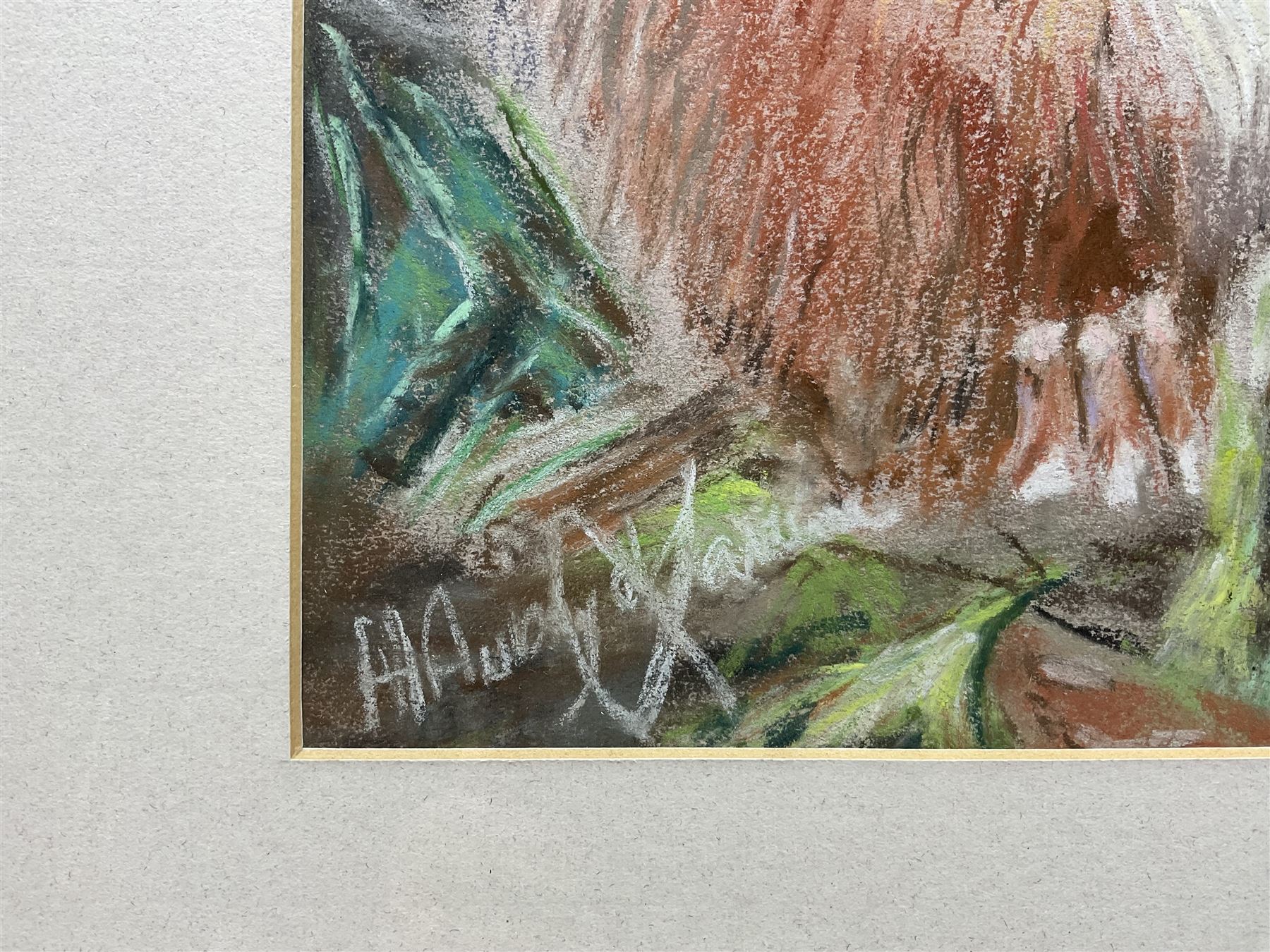 Mike Gunnell (British 20th Century): 'Hall Garth Park - Hornsea', pastel signed, titled verso 26cm x 37cm; English School (Contemporary): A Squirrel's Feast, pastel indistinctly signed 34cm x 25cm (2)