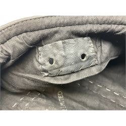 WW2 British black felt beret with Pioneer Corps cap badge, with Kangol Wear maker's mark dated 1943; and a British Army green webbing belt (2)