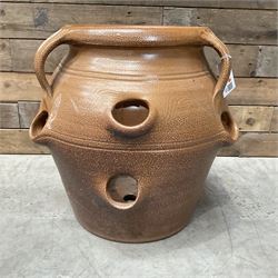 Glazed terracotta strawberry pot