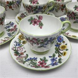 Shelley Hedgerow pattern coffee service for six, comprising coffee pot, milk jug, sugar bowl, six cups and six saucers, all with printed mark beneath