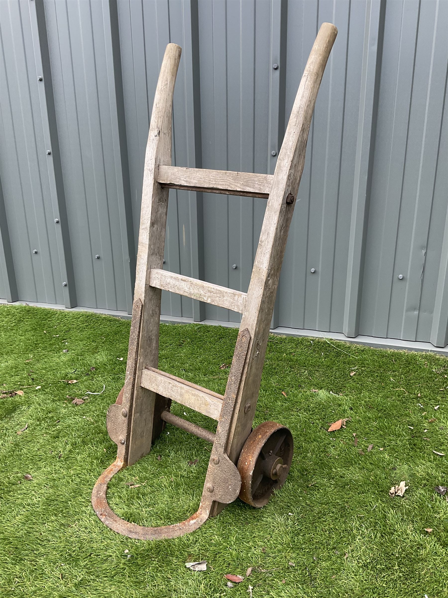 Vintage Slingsby Bradford & London cast iron and wood sack barrow  - THIS LOT IS TO BE COLLECTED BY APPOINTMENT FROM DUGGLEBY STORAGE, GREAT HILL, EASTFIELD, SCARBOROUGH, YO11 3TX