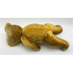 Very large Irish Tara bear c1950s with plush covered body, swivel jointed head with glass eyes and vertically stitched nose and mouth, jointed limbs with rexine pads and growler mechanism H37