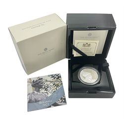 The Royal Mint United Kingdom 2021 'The Britannia' two ounce fine silver proof coin, cased with certificate