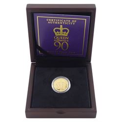 Queen Elizabeth II Jersey 2016 '90th Birthday' 22ct gold proof one pound coin, cased with certificate