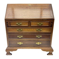  Mahogany table cabinet modelled as a miniature George III style fall-front bureau with ogee bracket feet, H46cm , W40cm