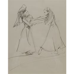 Lesley Fotherby (British 1946-): 'Two Dancers' in Edward II, pencil sketch titled on gallery label verso 25cm x 20cm 
Provenance: exh. 'Lesley Fotherby: Sunlight and Spotlight', Chris Beetles April 2014, No.113, where purchased by the vendor