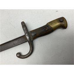 Five 19th century bayonets in relic condition without scabbards comprising British Pattern 1876 socket bayonet with Indian markings; French Model 1874 epee bayonet; and three French Model 1866 sabre bayonets (5)