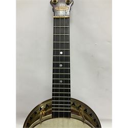 English Sunray 4-string mandolin in a shaped hard case, with ukulele tutor and chord books
