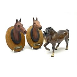 Two Beswick horse and 'Champions All' Wall Plaques, Arkle and Red Rum.