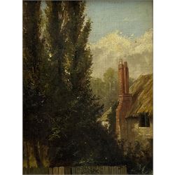 English School (18th/19th century): Cottage by the Trees, oil on canvas unsigned 43cm x 32cm