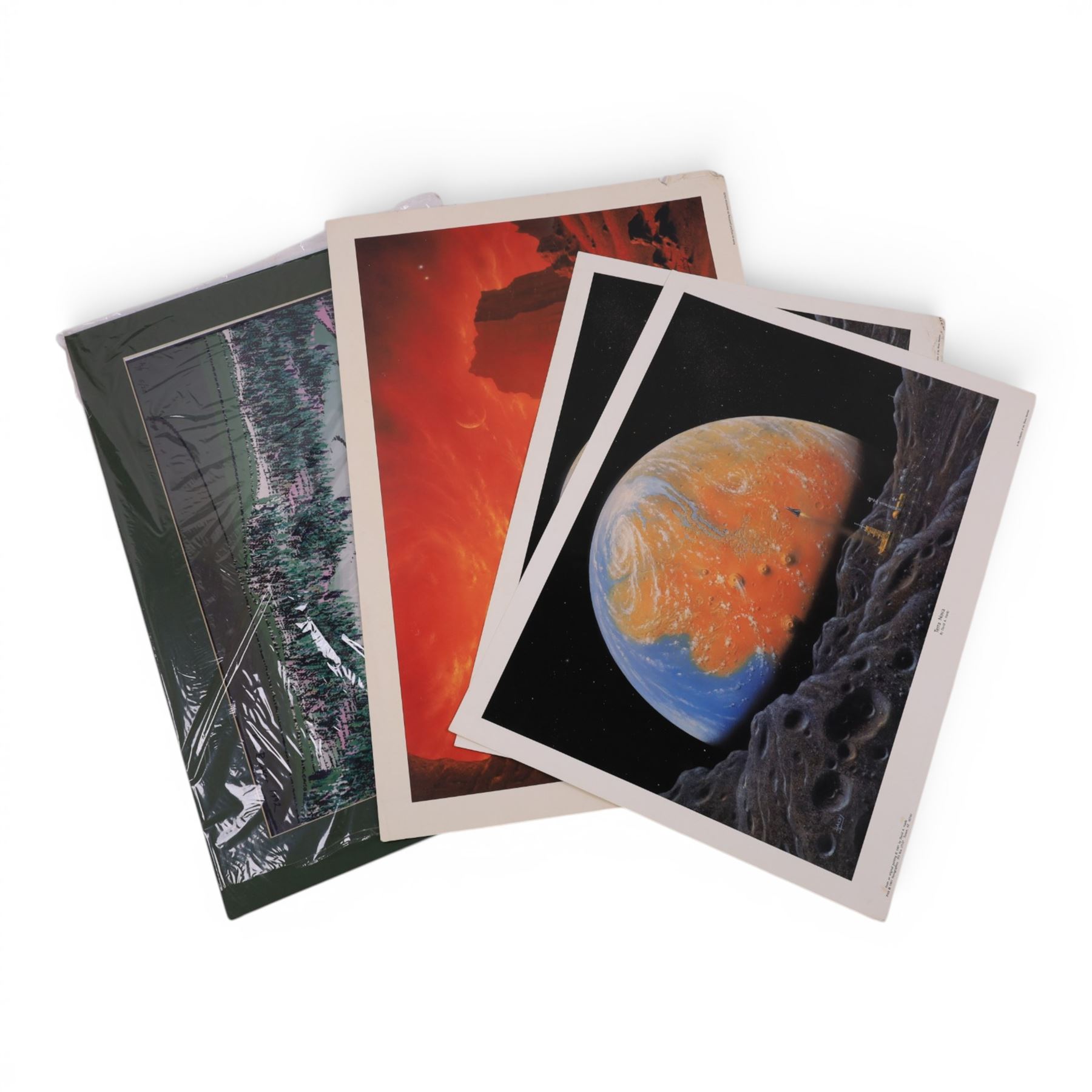 Collection of posters, prints and other ephemera belonging to author Arthur C Clarke, including three David Hardy prints, a collection of stamps, mostly related to space or Arthur C Clarke's work, magazines, conference programme, Pierre Mion poster and two Pamela Lee posters, etc

Notes: This item is from the private collection of Arthur C. Clarke's brother.