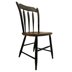 Set of four Hitchcock chairs, ebonised and painted detail