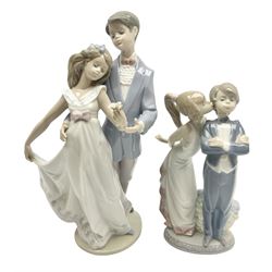 Two Lladro figures, comprising Now & Forever no 7642 and Kiss & Make Up no 5555, largest example H28cm