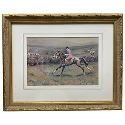 English School (20th century): 'A Gallop' and The Hunt in Open Country, two gouache unsigned 19cm x 28cm & 15cm x 19cm (2)