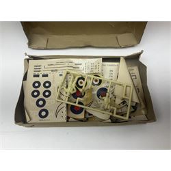 Seven scale model assembly kits to include Airfix, Heller, Italeri etc in one box