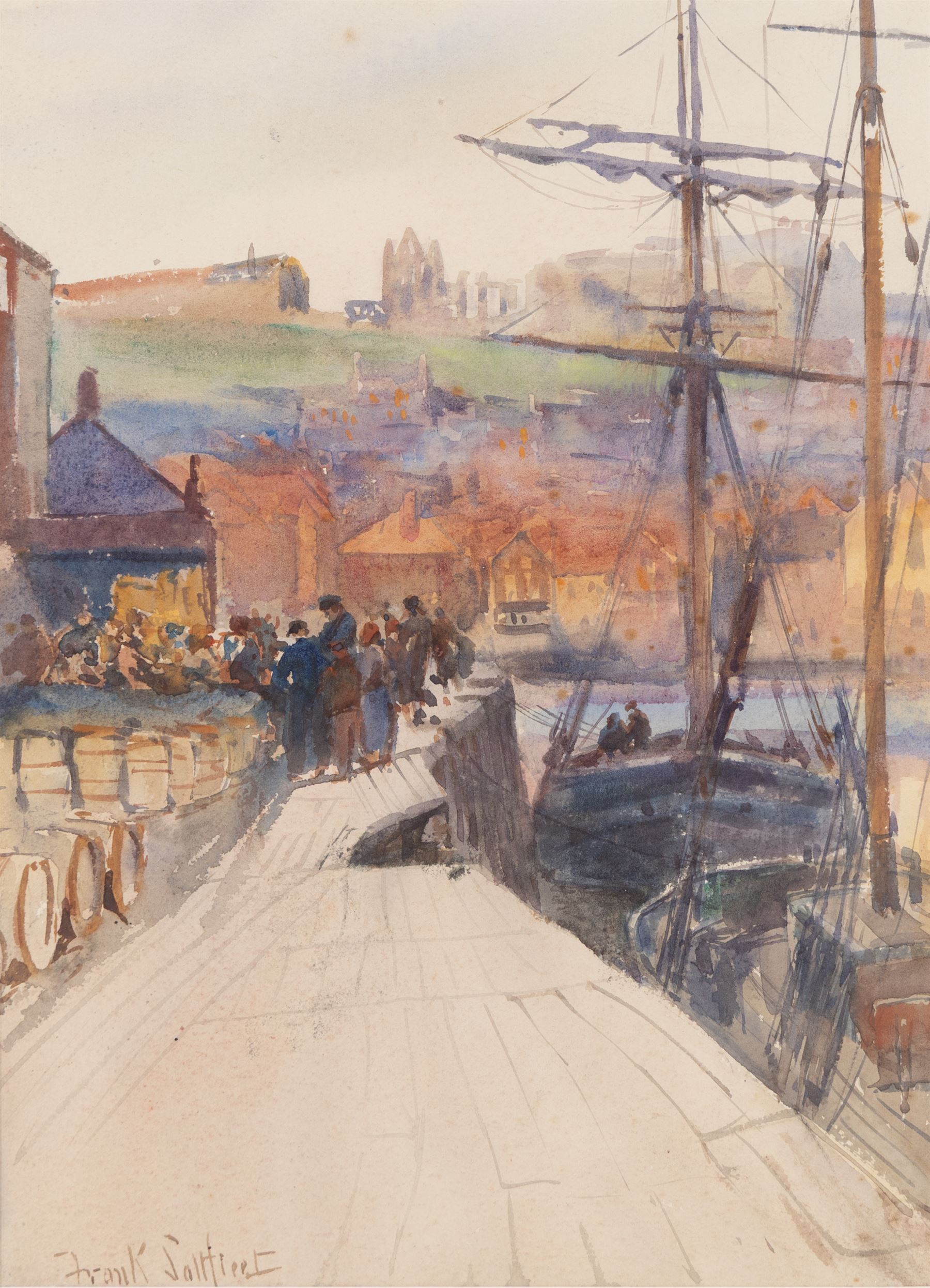 Frank Saltfleet (British 1860-1937): 'Dockyard Whitby', watercolour signed, titled on the mount 33cm x 24cm 
