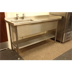  Commercial stainless steel sink with right hand drainer, W160cm, H97cm, D60cm  