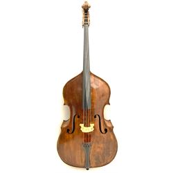 Fine double bass by Albert Volkmann double bass specialist of Schonbach Bohemia c1910, with 110cm (43.25