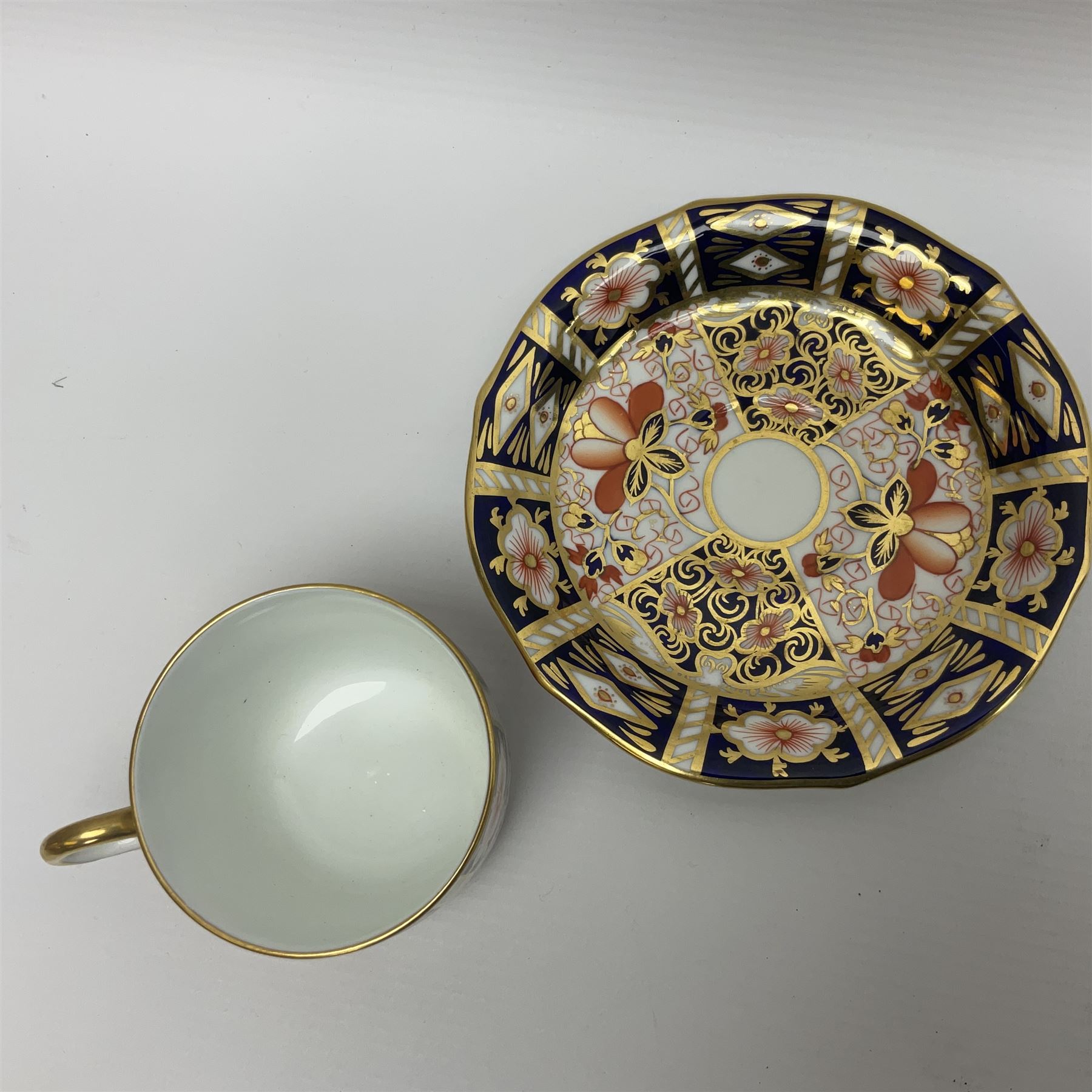 Six Royal Crown Derby cups and saucers all in imari pattern 2451, in various shapes  