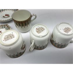 White Star Line, six pieces of porcelain by Stonier & Co. Liverpool, comprising four tea cups, three saucers, jug and three pin trays, registered design no. 117214/324028, printed mark beneath 