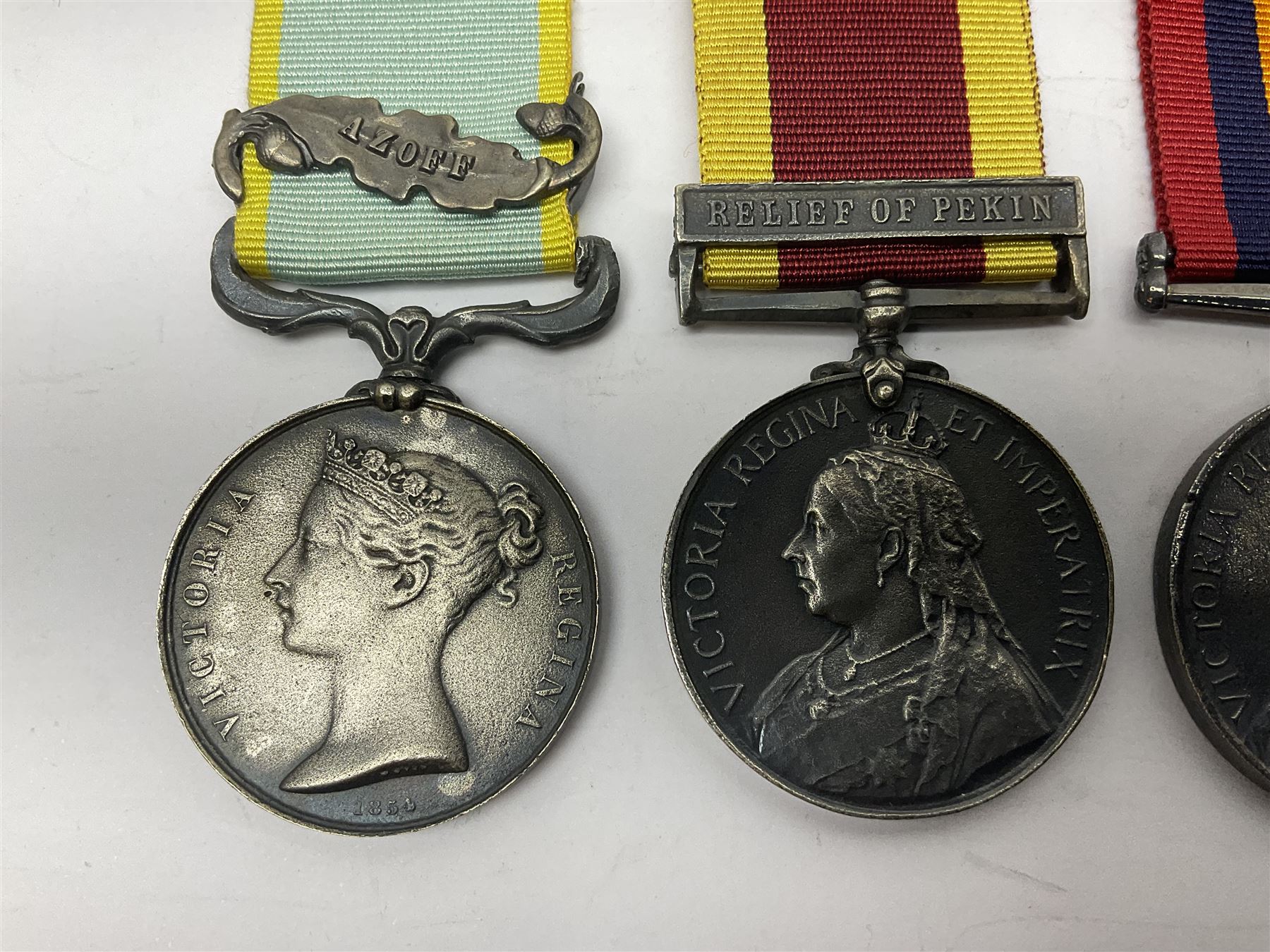 Seven copies of early medals - Waterloo, Crimea, Mediterranean, China 1900, Victoria Cross, Natal Rebellion and Tibet 1903-4; all with ribbons (7)