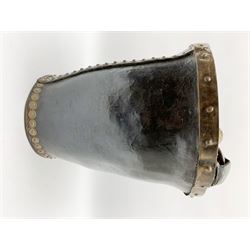 Victorian leather fire bucket with riveted detail and leather carry handle, not including handle H29cm D27.5cm