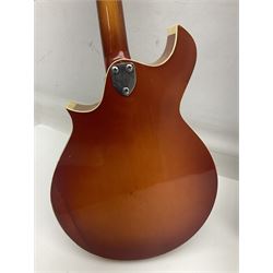 Eastern eight-string mandolin with sunburst finish and mother-of-pearl inlay L68.5cm; and another Harmony mandolin with cracked headstock (2)