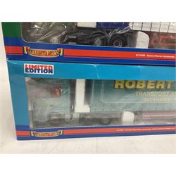 Corgi - three 'Hauliers of Renown' limited edition 1:50 scale heavy haulage vehicles comprising CC13803 Mercedes-Benz Actros Curtainside Robert Summers Transport Limited; and CC13406 MAN TGA XXL Box Trailer Saints Transport; all boxed (3)