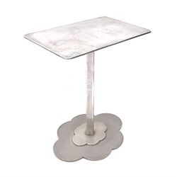 Late 20th century chrome table, rectangular top on square stem, cusped base