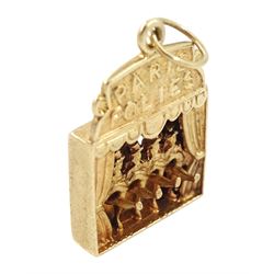 9ct gold articulated 'Paris Folies' can-can dancer pendant / charm, London 1969