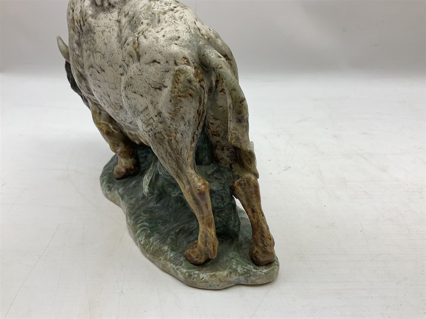 Lladro figure, Bison, no 14945, gres finish, sculpted by Salvador Furió, year issued 1976, year retired 1978, L29cm