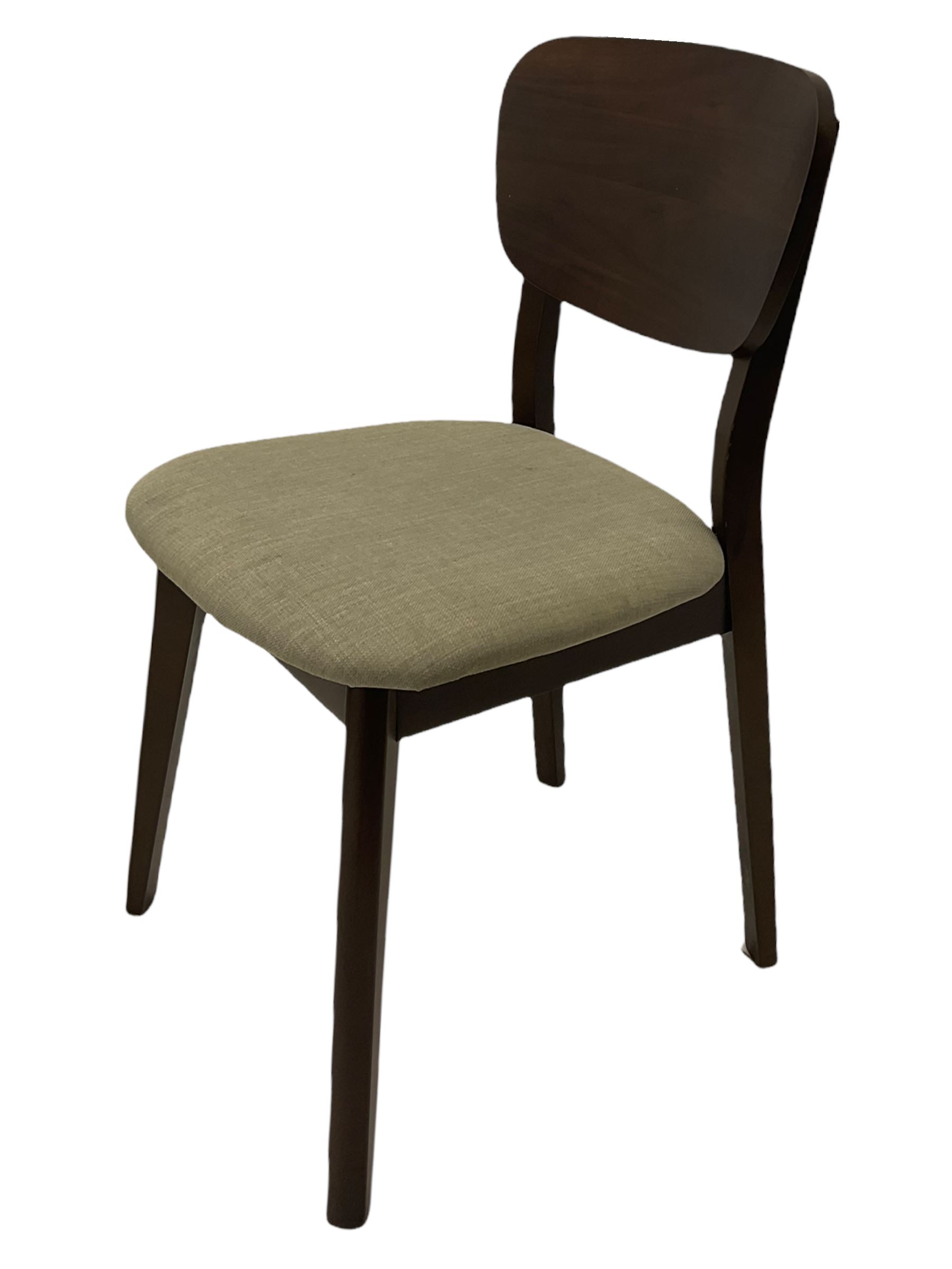 Bentley Designs - Premier collection 'Oslo' contemporary walnut extending dining table and six chairs upholstered in steel grey fabric. 