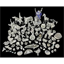 Swarovski Crystal animals, to include sheep, pigs, antelope, cockeral and hen, chicks, Pegasus, owls, giraffe, etc, together with Swarovski Crystal dancer, Isadora