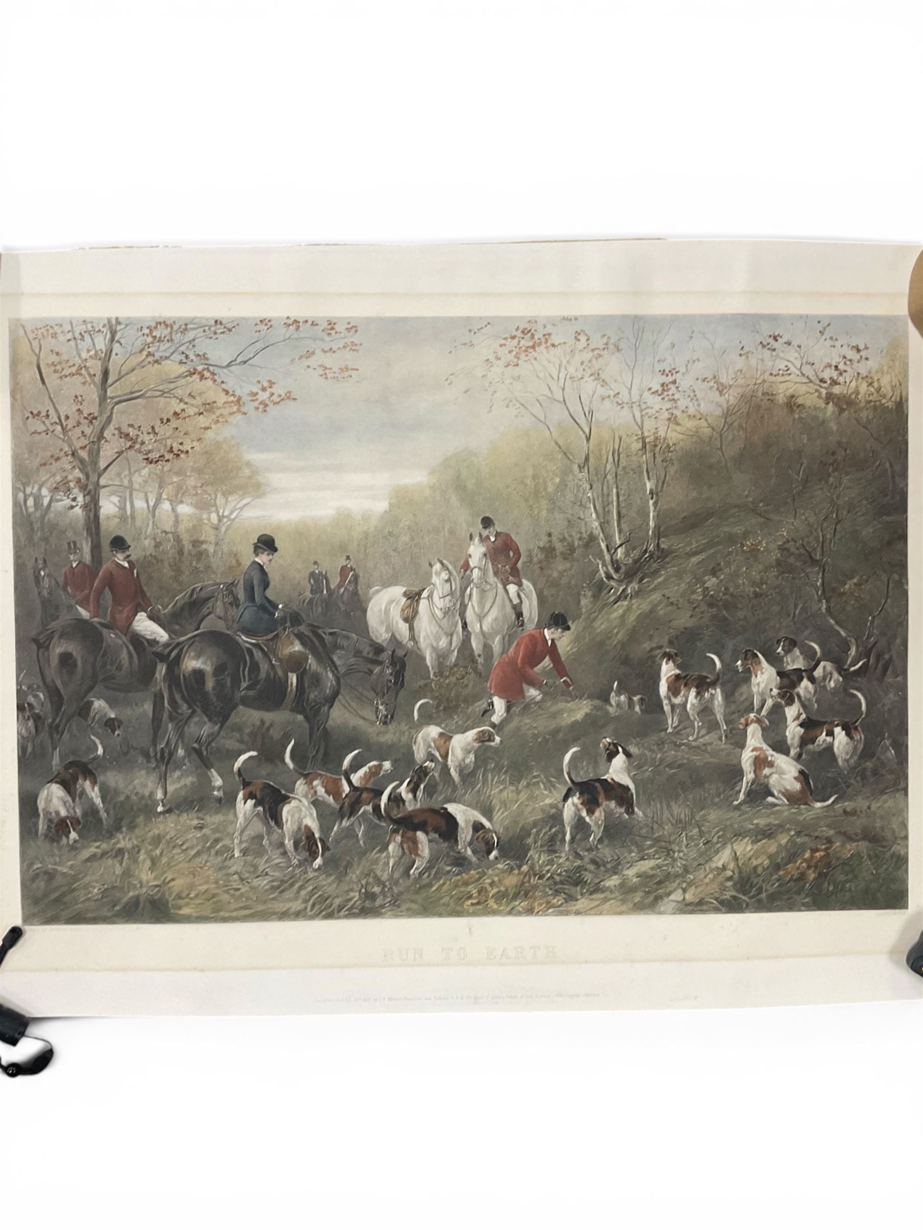 After Heywood Hardy (British 1842-1933): Run to Earth - Hunting Scene, coloured print 75.5cm x 51cm (unframed)