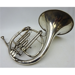  'August Knopf' plated French horn, uncased   