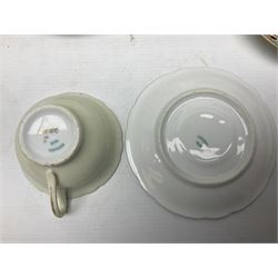 Calais Imari style part tea service, Mason's Chartreuse pattern plate, Arthur Wood Gaudy Welsh style coffee pot, and Victoria Ware teacup and saucer