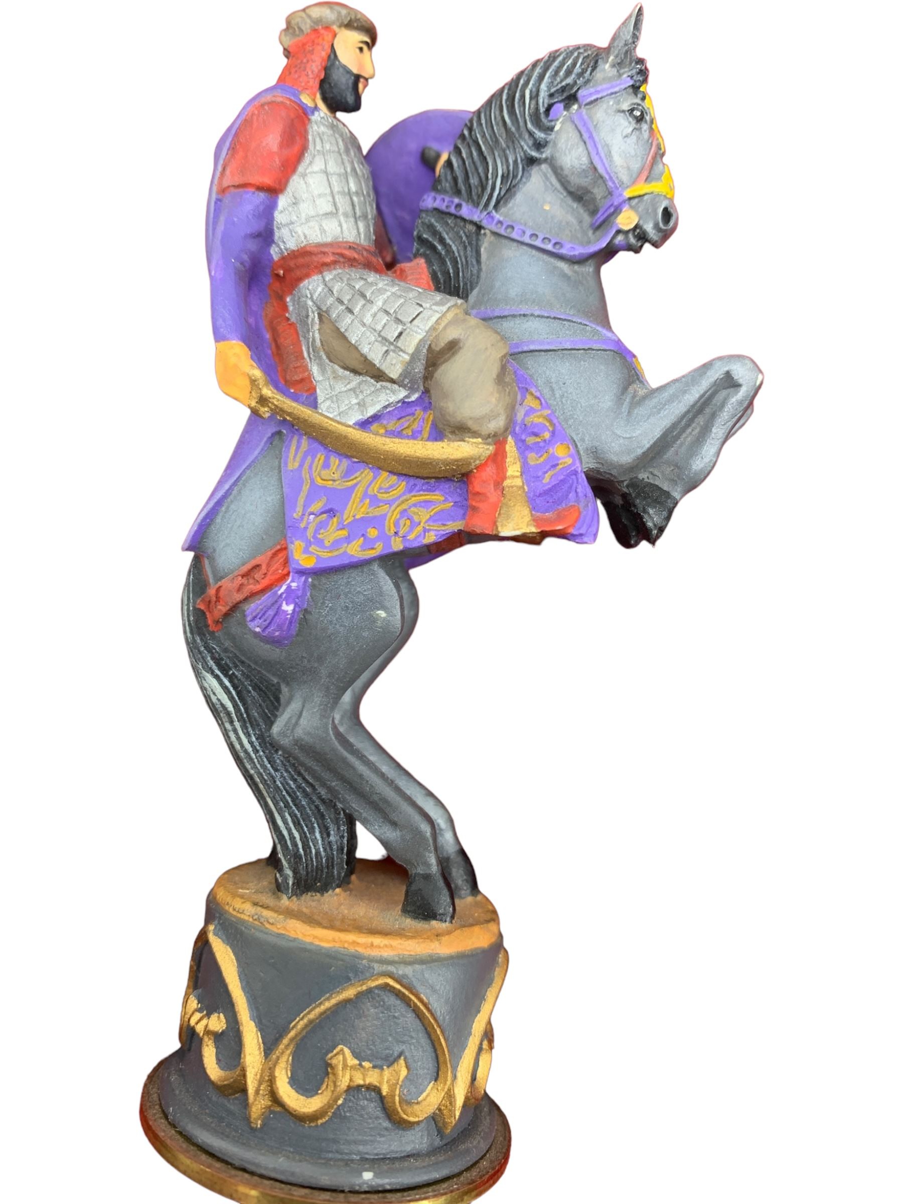 Franklin Mint 'The Great Crusaders' 1989 chess set, with cabinet and ivory resin chess board, 56cm x 56cm, incomplete 