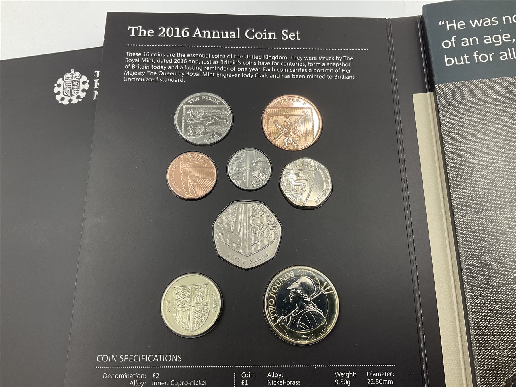Two The Royal Mint United Kingdom Annual Coins Sets, dated 2015 and 2016, both in card folders with certificates