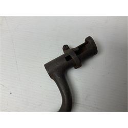 Early 19th century British Brown Bess musket rifle socket bayonet with zigzag fitting stamped D71 and triangular blade stamped 270 L55cm overall; and two other 19th century socket bayonets; no scabbards (3)