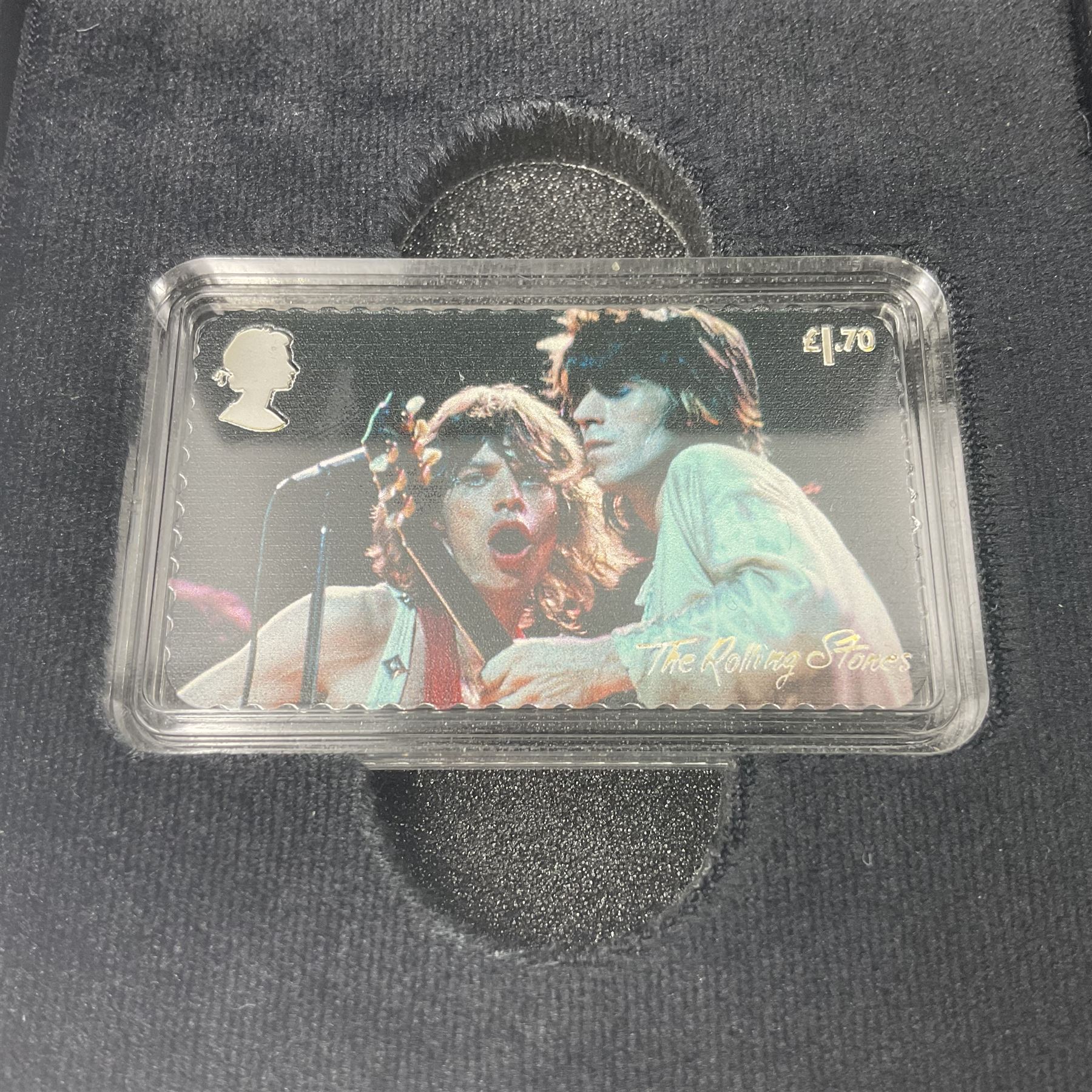 Two Royal Mail 'The Rolling Stones 60th Anniversary' fine silver stamp ingots, cased with certificates 