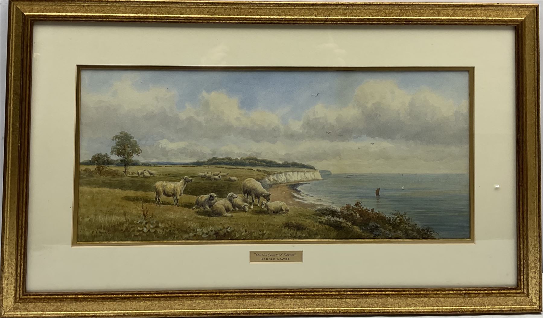 Harold Lawes (British 1865-1940): 'On the Coast of Devon', watercolour signed, titled on the mount 22cm x 51cm