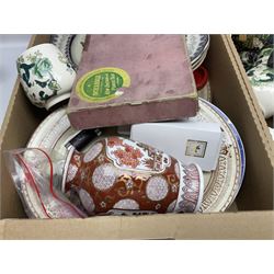 Royal Crown Derby Posies pattern tea wares, together with Masons coffee pot and ginger jar, and other collectables, in three boxes   