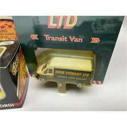 Corgi Eddie Stobart - thirteen various lorries, vans and cars including Reliant Regal, Minis, Land Rover etc; all boxed (13)