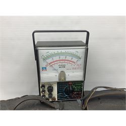 Collection of electrical testing equipment, to include The Automatic Coil Winder & Electrical Equipment Company Ltd Universal Avometer and Universal Avominor, Ross RE-177M ohm meter, British Physical Laboratories Universal Bridge model RS700, Weston Electrical Instrument Co model E665, RF Signal Generator Model RS600, Radar Cathode Ray Tube Tester Reactivator, etc