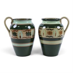 Eight Hartrox and Dee Cee Stoneware jugs, all with floral and abrstact decoration, with printed marks beneath, tallest H24cm